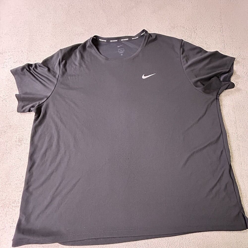 Nike Running Shirt Mens 3XL Black Dri-Fit Swoosh Short Sleeve Athletic Tee